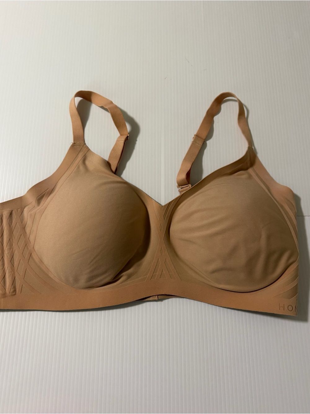 Honeylove Silhouette Bra support 3D printed velvet accent tan nude beige 1XL - Picture 2 of 8